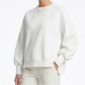 BTFBM Oversized Crewneck Sweatshirt | Cloud White Side-Slit Pullover M